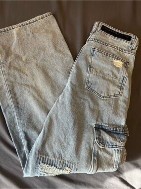 Men's Relaxed Light Blue Cargo Jeans - Rockstar Original